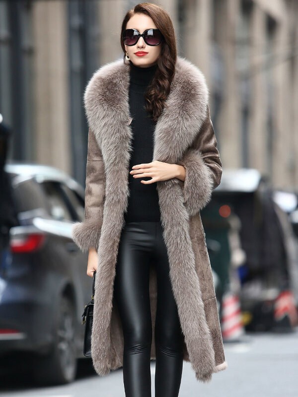 Real Fur Coat Natural Women Clothes 2023 Rabbit Fur Jacket Fox Fur Collar Parka Real Fur Leather Jacket Women TOTGG8112 YY2258