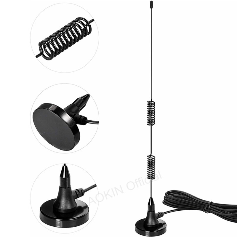 Antena de Base magnética de Radio de doble banda, dispositivo portátil de Radio bidireccional, SMA, macho, VHF, UHF, 136-174MHz, 400-470MHz