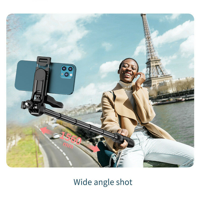 FANGTUOSI 2022 nuovo 1530mm Wireless Selfie Stick treppiede monopiede pieghevole per Gopro Action camera smartphone Shooting Live