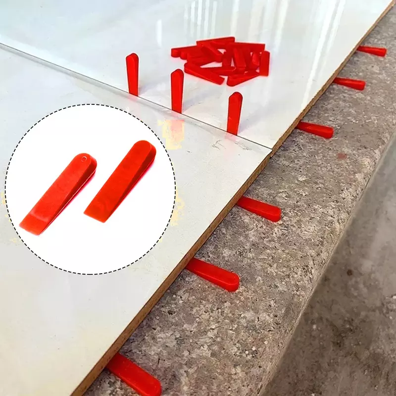 100pcs/5mm Reusable Plastic Tile Wedge Spacer Leveling Clips Floor Locator Ceramic Tiling Laying Adjustment Construction Tools