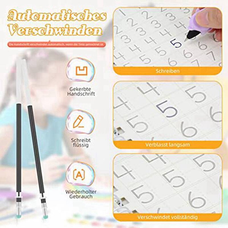 Zeszyt podręcznik do ćwiczeń pisma ręcznego wielokrotnego użytku dla dzieci, aby nauczyć się pisać zestaw zeszytu do ćwiczeń Groove dla dzieci