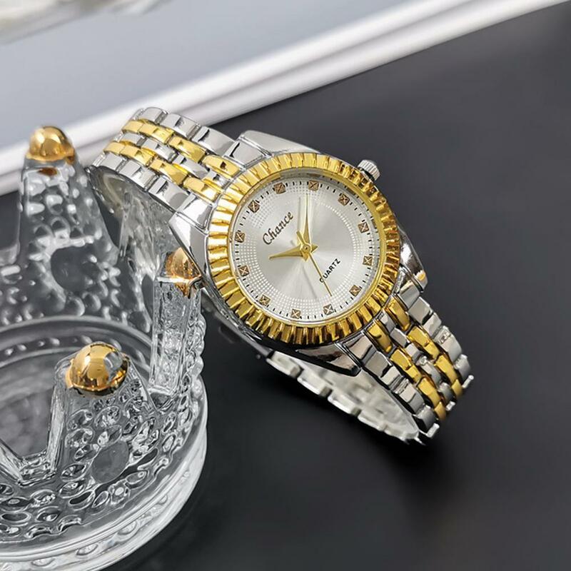 Jam tangan pasangan uniseks, arloji Quartz modis dengan tali Aloi Dial bulat untuk bisnis uniseks akurasi tinggi Formal