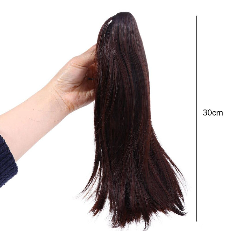 Syntetyczne krótkie peruka z prostym kucykiem z klipsem spersonalizowane lekkie DIY stylizacja przedłużanie włosów do codziennego użytku kobiet