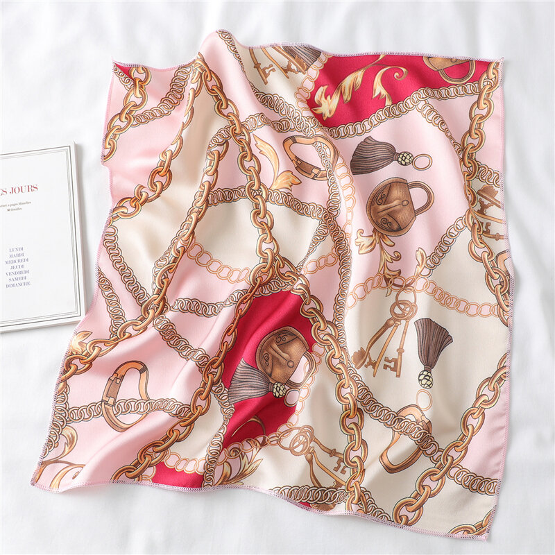 Bufanda de seda de alta calidad para mujer, Foulard de pelo con cuello cuadrado, diadema estampada a la moda, pañuelo de mano, 2022