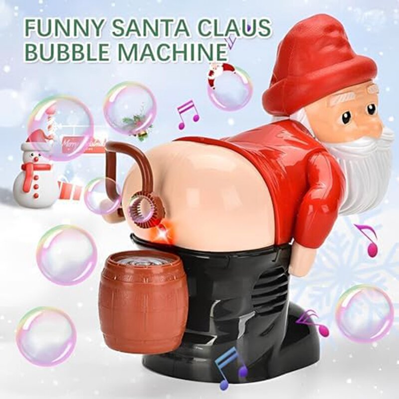 Funny Santa Bubble Blowing Machine With Flashing Lights&Music, Christmas Bubble Blower For Outdoor&Indoor Activity