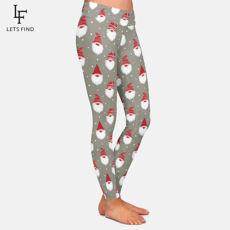 LETSFIND-Pantalones suaves de Papá Noel y Reno para mujer, Leggings de Fitness con estampado Digital, cintura alta, elásticos, cálidos, novedad de invierno