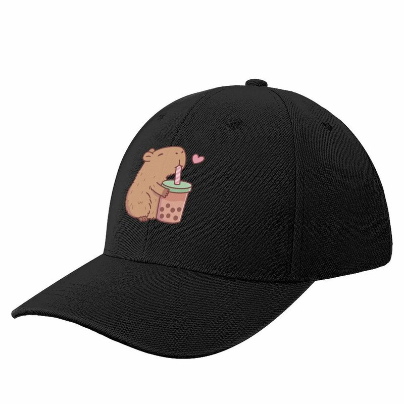 Cute Capybara Loves Bubble Tea Baseball Cap Golf Hat Man Fishing cap Boy Child Women's