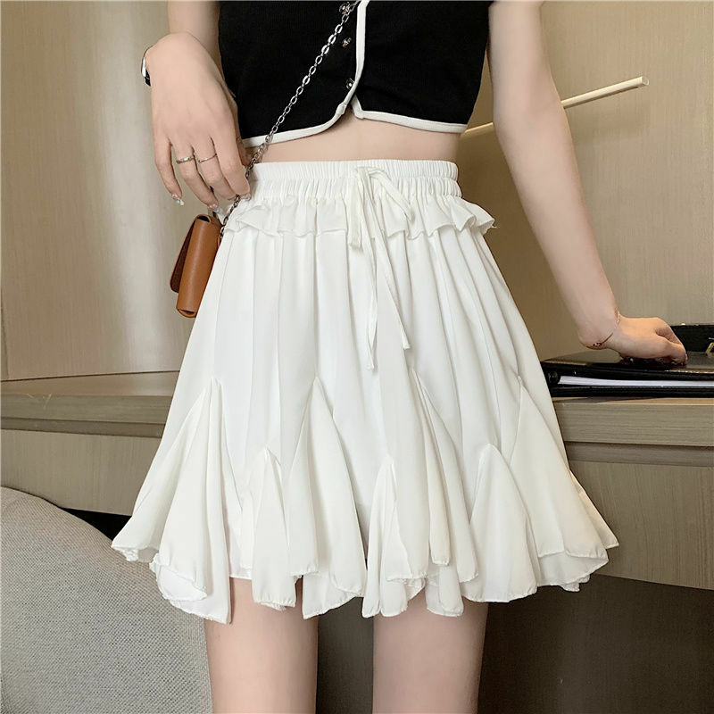 Mini saias plissadas para as mulheres, cintura alta, cor sólida, estilo coreano, todo o jogo, mini, moda verão, simples, lazer, férias