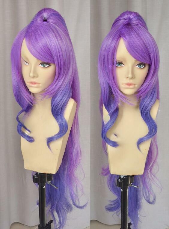 Janna Ombre Long Mixed Purple Pink Culy Cosplay Wig With 80cm Chip Ponytail