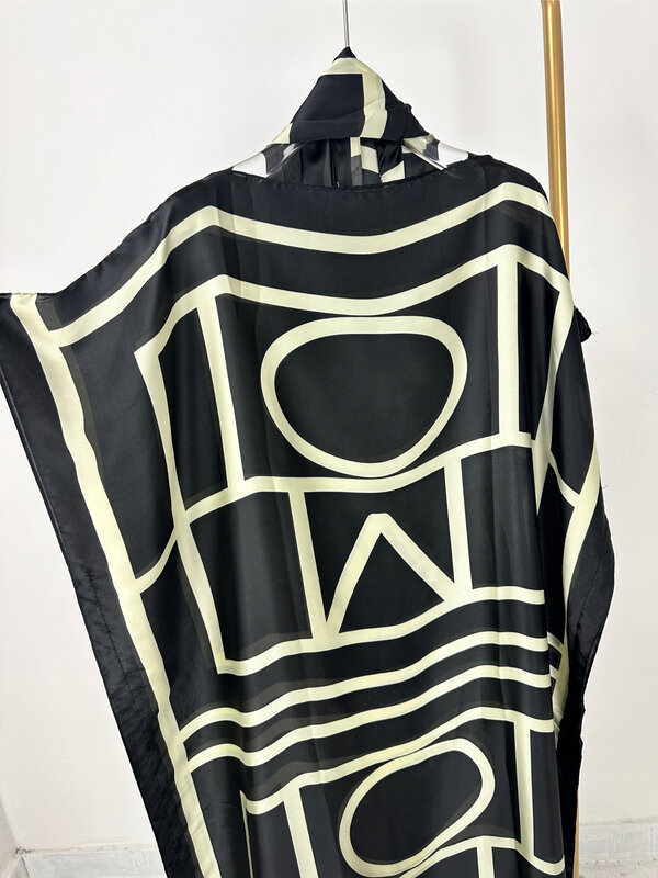 Kaftan-Kleid mit geometrischem Druck in Übergröße, bescheidenes Kurzarm-Maxi kleid mit Rundhals ausschnitt, Damen bekleidung in Übergröße
