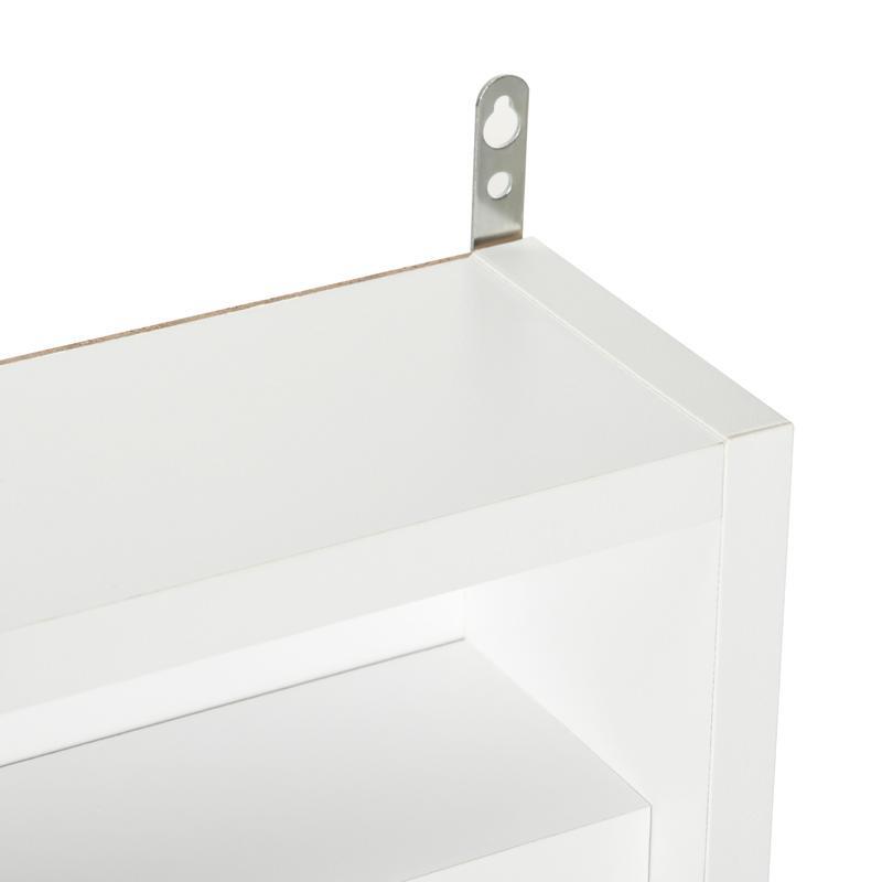 Isplay Kabinet, kotak pajangan kaca dengan 2 pintu dan rak dapat disetel, dipasang di dinding, putih