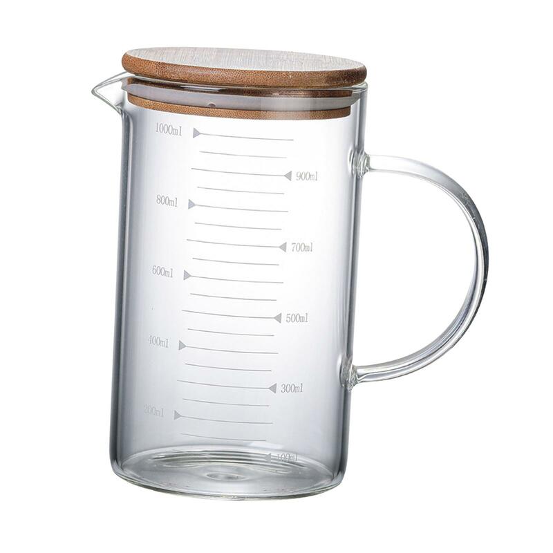 Gelas pengukur kapasitas besar Bening, dengan tutup tahan panas cangkir susu kaca untuk jus Lemonade minuman kopi hadiah