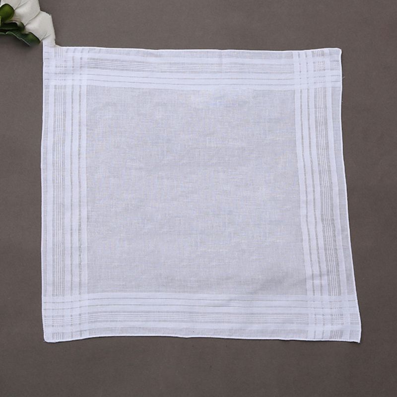 12Pcs/Set 40x40cm Men Women Cotton Handkerchiefs Hankies Jacquard Striped Pocket Square Towel DIY Painting T8NB