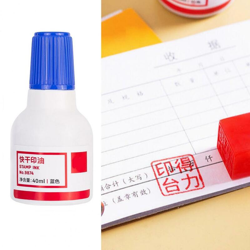Easy to Use Stamp Ink Vibrant Quick-drying Stamp Pad Refill Ink for Home School Office Long-lasting 40ml Ink for Self-inking