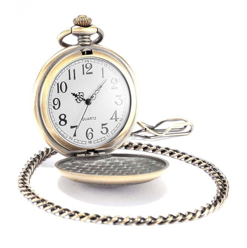 Relógio de bolso de quartzo, analógico, caixa de bronze, com série dragão wpk062