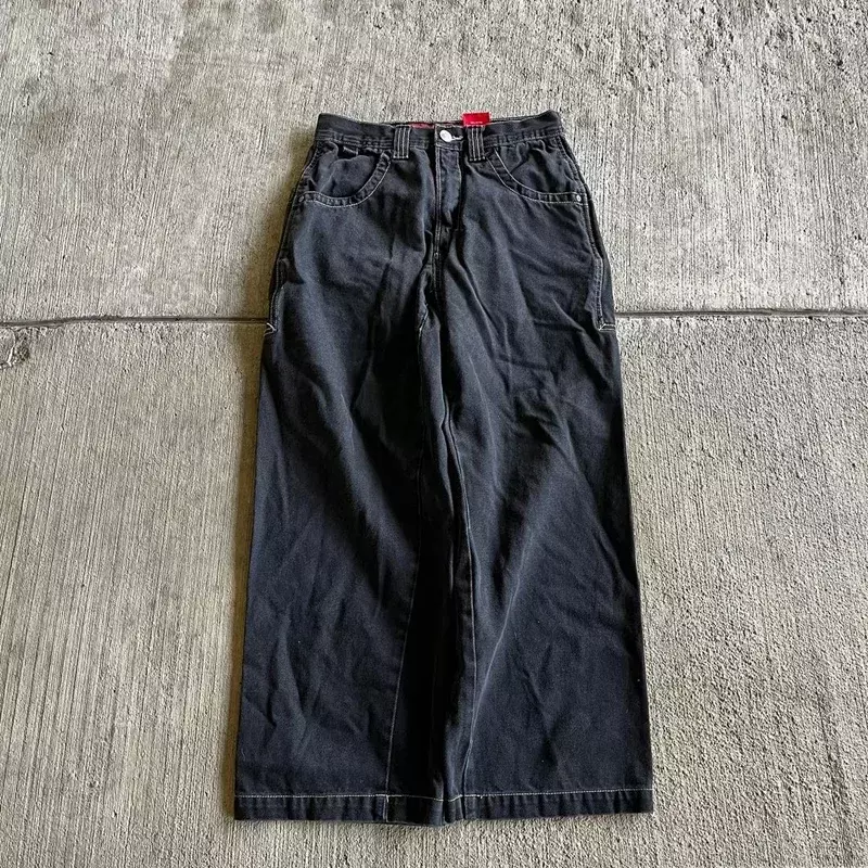 JCNO-pantalones vaqueros holgados para hombre, pantalón Retro con estampado de calavera y personalidad, estilo Harajuku, informal, Y2K, 2024