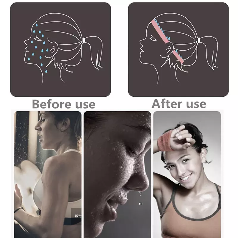 Ikat Kepala Olahraga Elastis Antiselip Tebal Ikat Kepala Yoga Spa Menyerap Keringat Ikat Rambut Wajah untuk Wanita Pria Aksesori Rambut