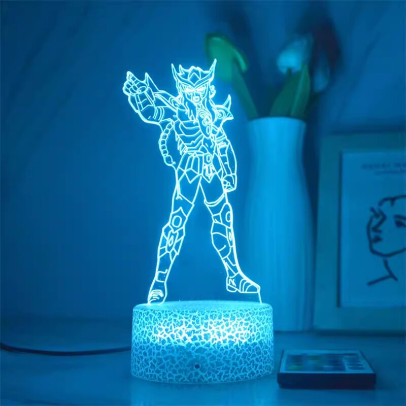 Lámpara de noche 3D de Anime para niños, lámpara LED de Saint Fighter, figura de acción japonesa, luz nocturna de Manga, regalo para niños, decoración de dormitorio, envío directo
