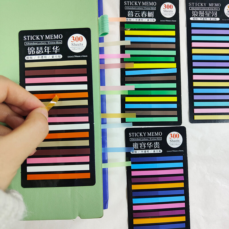 KindFuny stiker indeks panjang pelangi 300 lembar neon diposting warna catatan menandai kunci semi-transparan catatan tempel