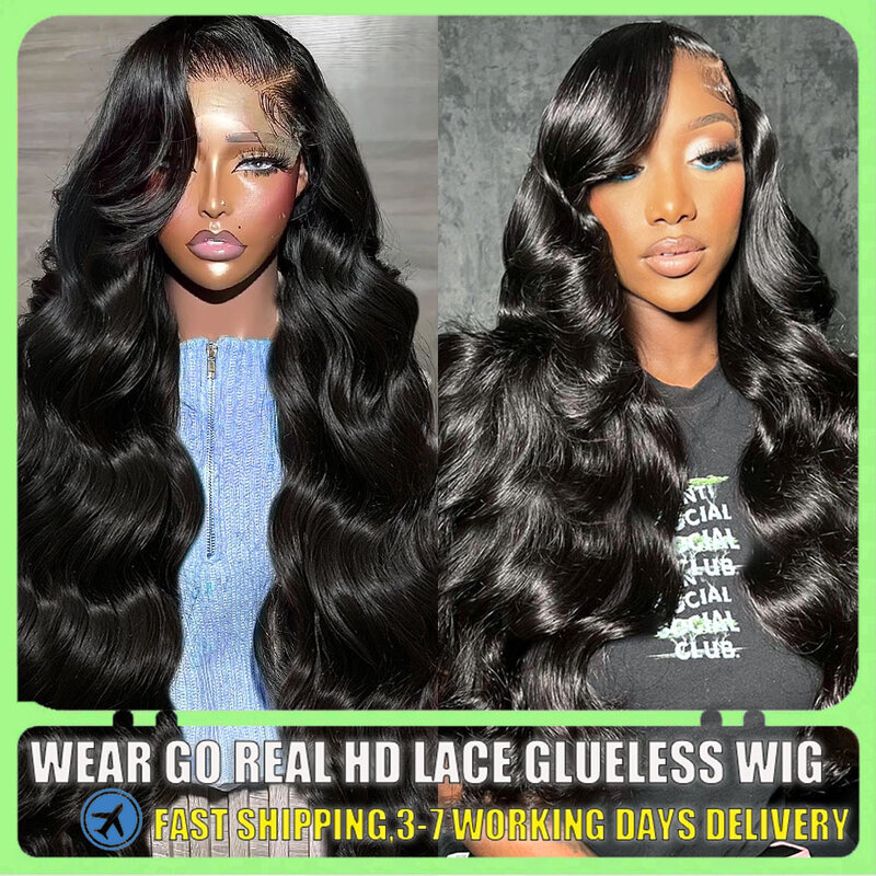 Peluca de cabello humano ondulado para mujeres negras, pelo postizo de encaje frontal, transparente, HD, 13x4, 13x6, sin pegamento, predesplumada