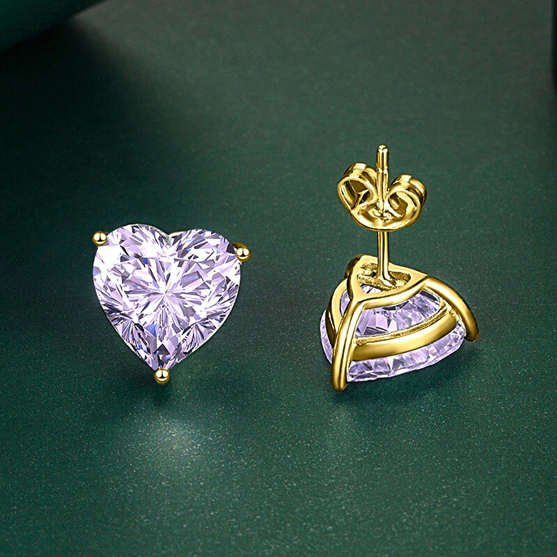 S925 Perak Manis Berbentuk Hati Mode Temperamen Cinta Berwarna Batu Permata 10*10Mm Anting Mewah Perhiasan Berkualitas Tinggi
