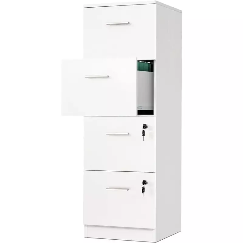 15.86" Deep Vertical Filing Cabinet for Letter A4-Sized Files 4-Drawer File Cabinet With Lock White Freight Free Cabinets Office