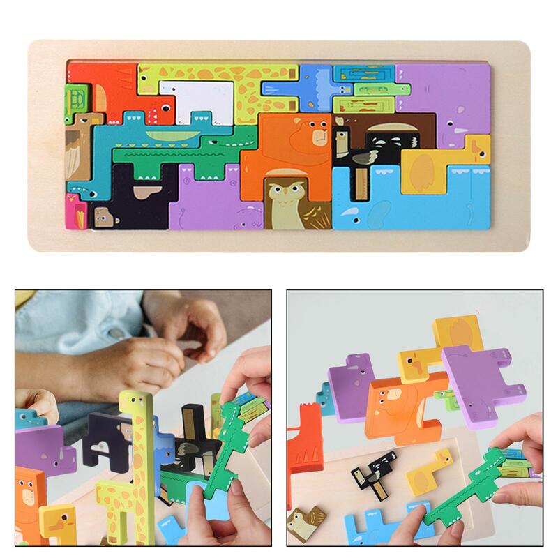 Puzzles en bois pour enfants d'âge alth, jouets colorés, 3, 4, 5, 6 ans