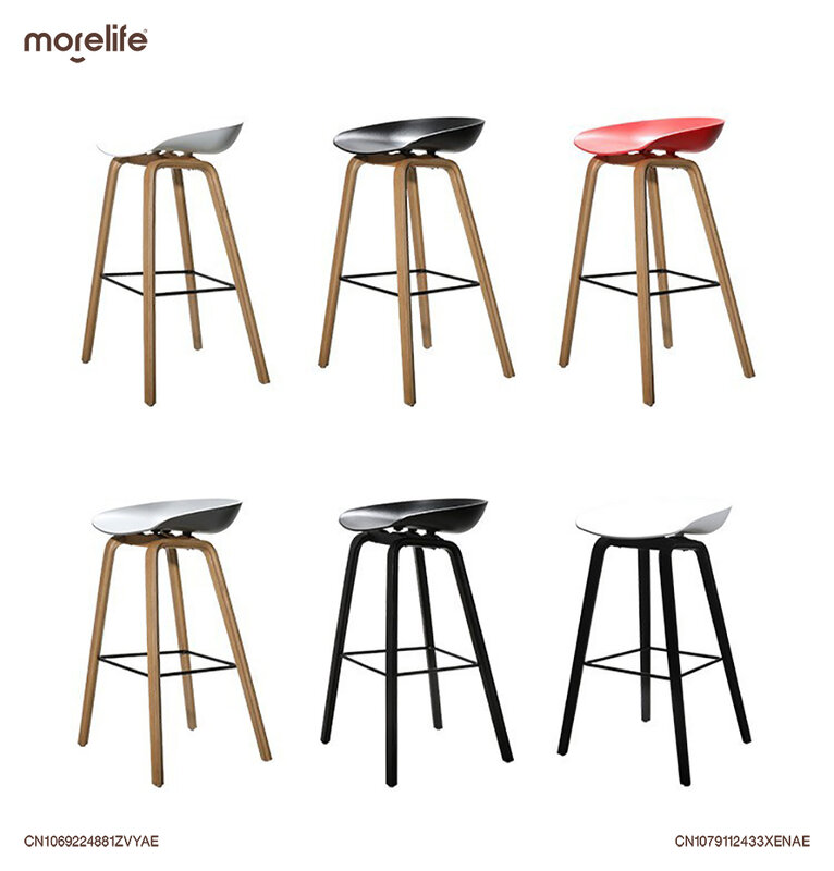 Cadeiras de barra de madeira maciça estilo nórdico, Cadeira alta, Criativo Home Counter Stool, Comercial Cash Register Cafe Iron Art