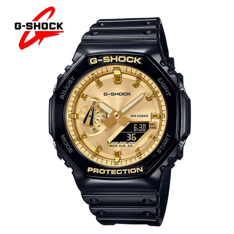 G-SHOCK-relógio de quartzo masculino, relógios casuais, multifunções, esportes ao ar livre, à prova de choque, mostrador led, display duplo, moda, ga2100