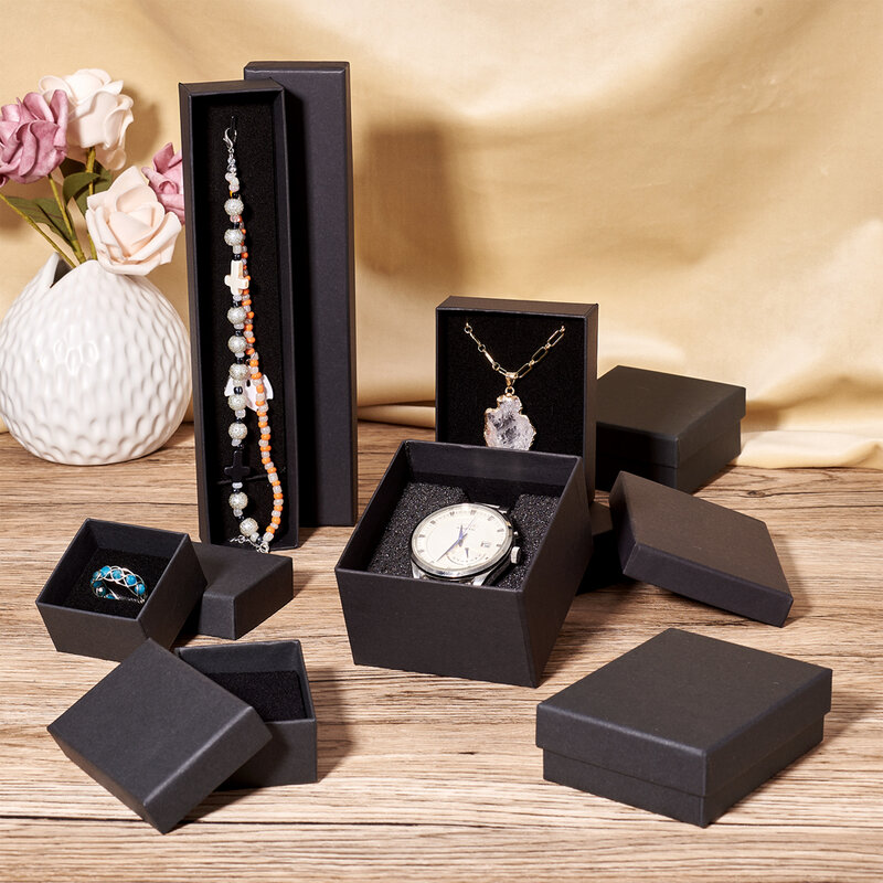 Karton Schmuck Boxen Set Geschenke Geschenk Lagerung Display Boxen Für Halsketten Armbänder Ohrringe Ringe Halskette Quadrat Rechteck