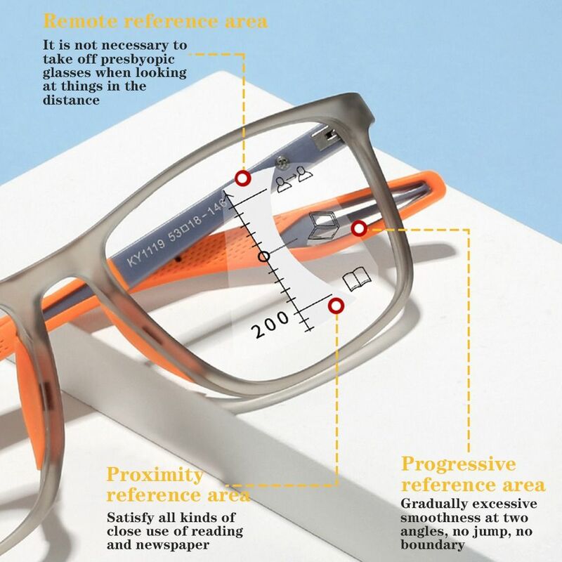 نظارات قراءة تقدمية متعددة البؤر للرجال والنساء ، مضادة للضوء الأزرق ، نظارات رياضية ، قصر النظر ثنائي البؤرة فائق الخفة ، إطار TR90