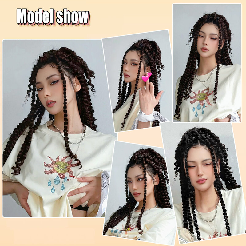 Difei-Spice Girl Crochet Peruca Encaracolada, peruca sintética, fibra química trançada, rolo de extensão de cabelo para mulheres