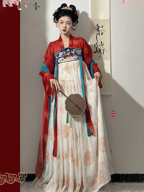 Chiński styl Hanfu Tang Dynasty sukienka wróżki zestaw wiosennych letnich codziennych orientalnych starożytnych księżniczek Cosplay zestaw sukni Hanfu