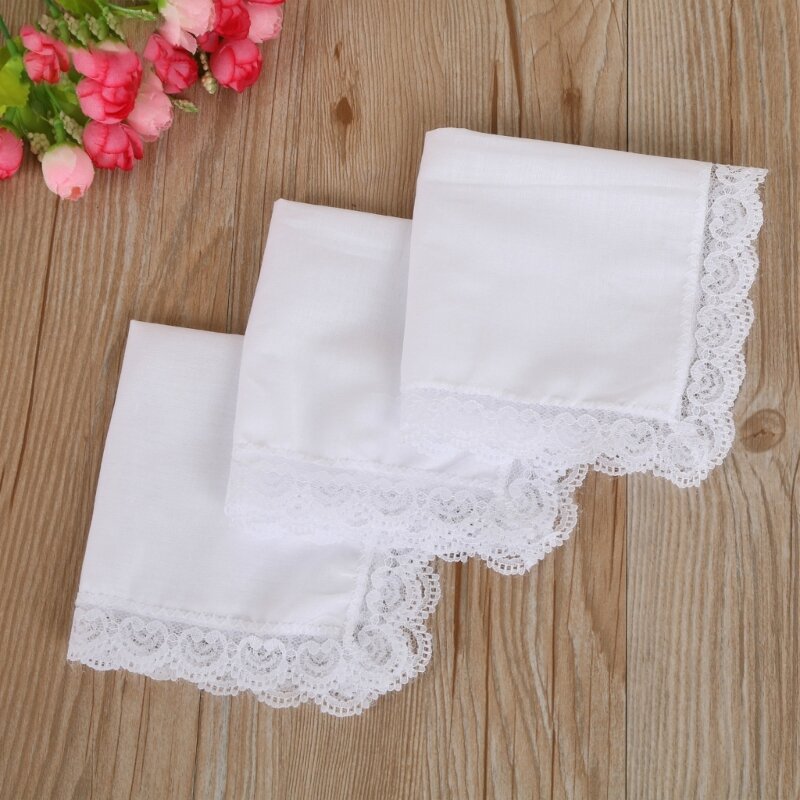 Women and Men Solid White Hankies Absorbent Cotton Handkerchief for Embroidery