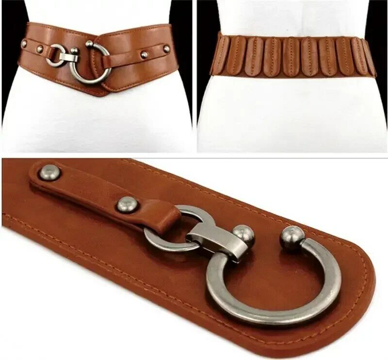 Cinturino per cintura largo elastico di nuova moda cinturino per cintura largo elastico in ecopelle da donna Vintage cinturino in vita tinta unita
