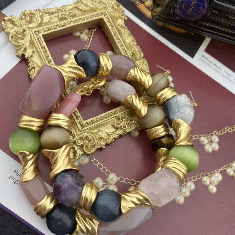 Collier de perles de jade fait à la main pour femme, tour de cou de tempérament vintage, bijoux de fête, cadeau pour fille, vente en gros