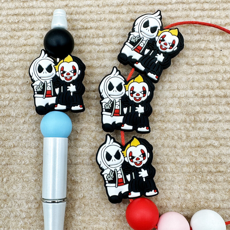 10PC kulki silikonowe dziecko klaun ogniskowe koraliki zabawki dla niemowląt DIY sznurek koraliki akcesoria łańcuszki do biżuterii Kawai prezenty