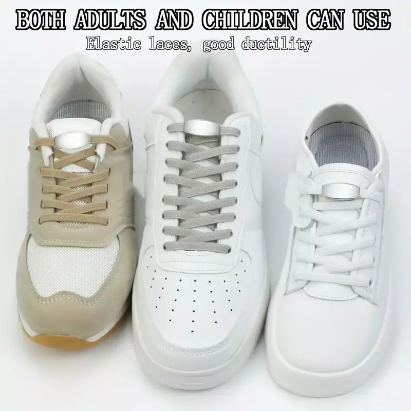 大人と子供のための伸縮性のある靴ひも,平らな靴,怠惰な,金属のロック,新しい