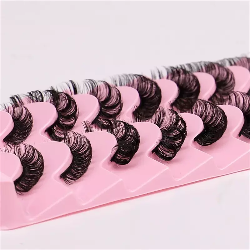 10 Pairs DD Curl 10-23mm Russian Lashes 3D Mink Eyelashes Reusable Fluffy Russian Strip False Lashes eyelashes extension