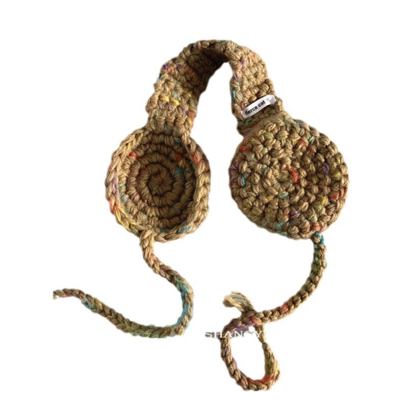 Orejeras hechas a mano Vintage para mujer, diadema de punto, orejeras de punto, lindo Protector de oreja cálido, bolsa de oreja para el cabello