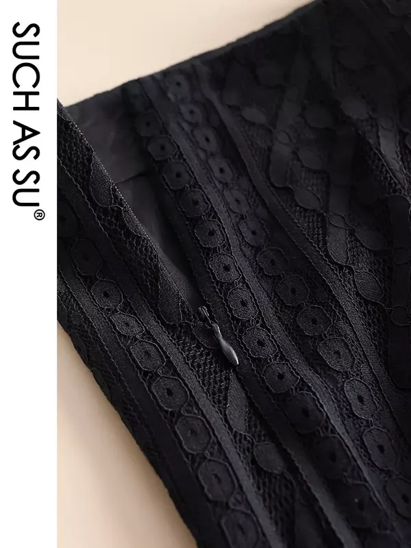 SUCH AS SU High Quality Women'S  Autumn Summer Spring 2022 Black Lace Mermaid High Waist S-3XL Ankle-Length Slim Female Skirt