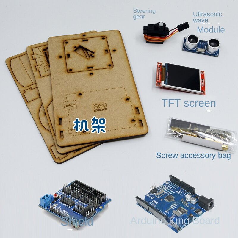 Radar Detection Robot With 1.8 TFT Screen TS90A to Ultrasonic Radar For Arduino Robot DIY Kit UNO Open Source Programmable Toys