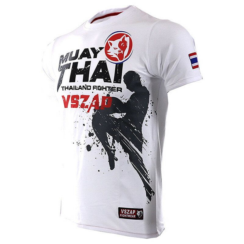 VSZAP-Thailändisches Box-MMA-T-Shirt für Männer, Gym-T-Shirt, Kampf, Kampfsport, Fitness training, Wolf Muay Thai