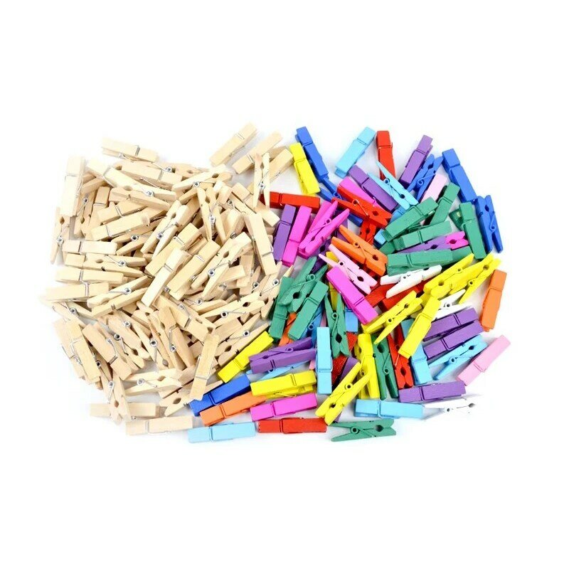 50pcs Small Size Wooden Clip Natural Wood Color Clip Bed Sheet Photo Clip DIY Stationery Christmas Wedding Party Home Decoration