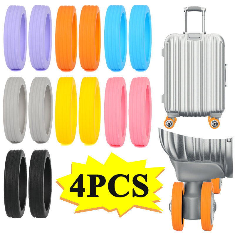 4pcs Luggage Wheels Protector with Silent Sound Silicone Wheels Caster Shoes Suitcase Reduce Noise Wheels Cover Accessories