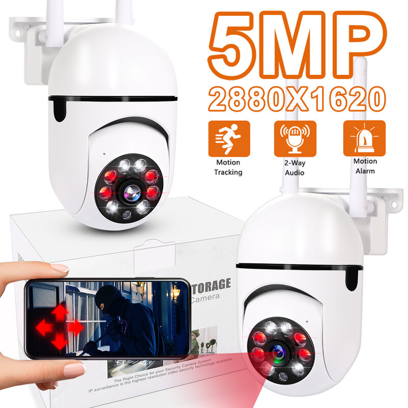 Zewnętrzny 5MP kamera monitorująca CCTV IP kamera Wifi wodoodporny zewnętrzny ochronny zabezpieczający bezprzewodowy Monitor domu Motion Trcking