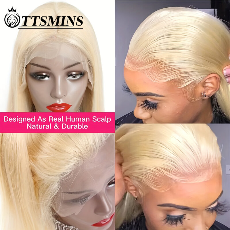 Pre Plucked 13X4 Blonde Lace Front Wig Human Hair Brazilian Bone Straight 613 Hd Lace Frontal Wig With Baby Hair Glueless Wigs