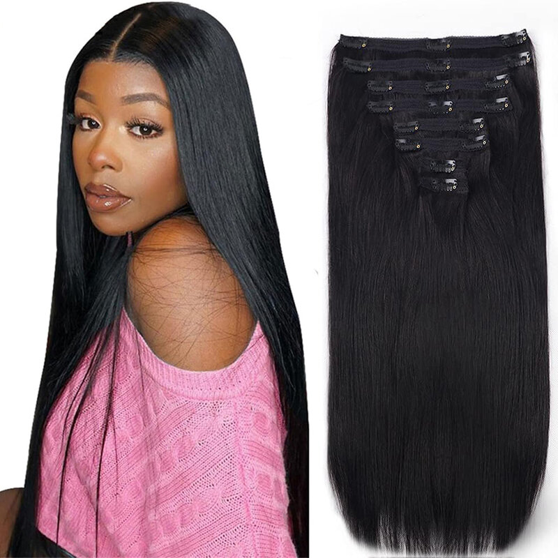 Straight Clip in Hair 26 Inches Extensions Real Human Hair Extensions 120g Remy Hair Extensions Clip In Human Hair For Women