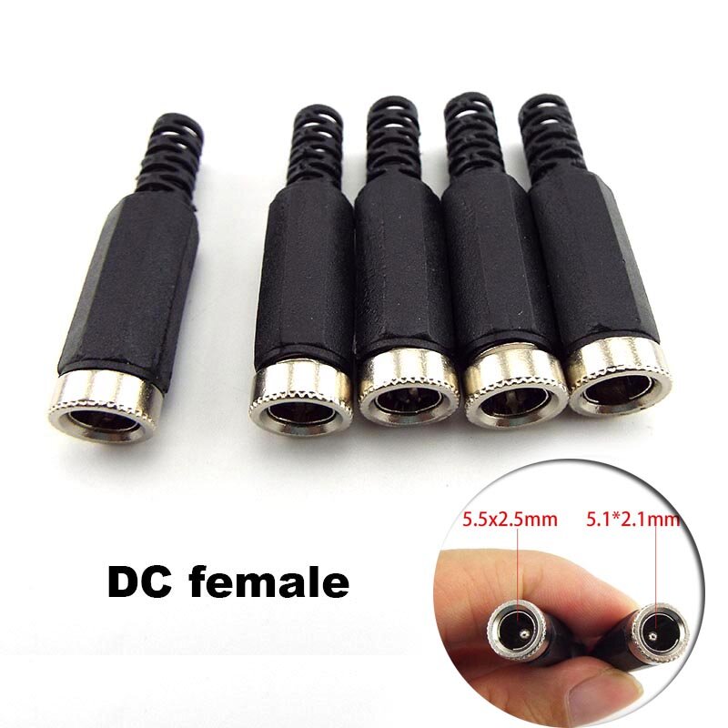 DC Female Power supply Plug Electric Connector 5.5mmx2.1mm Female Jack Socket Adapter for Wire Charge Adapter D5