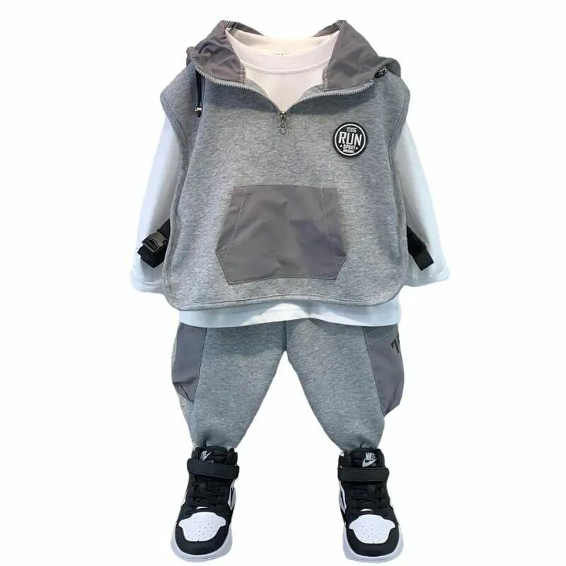 Children's Clothing Set New Boys' Cotton T-shirt Vest Pants 3 Piece Set Boys' Baby Casual Fashion Clothing Set 2-9Y
